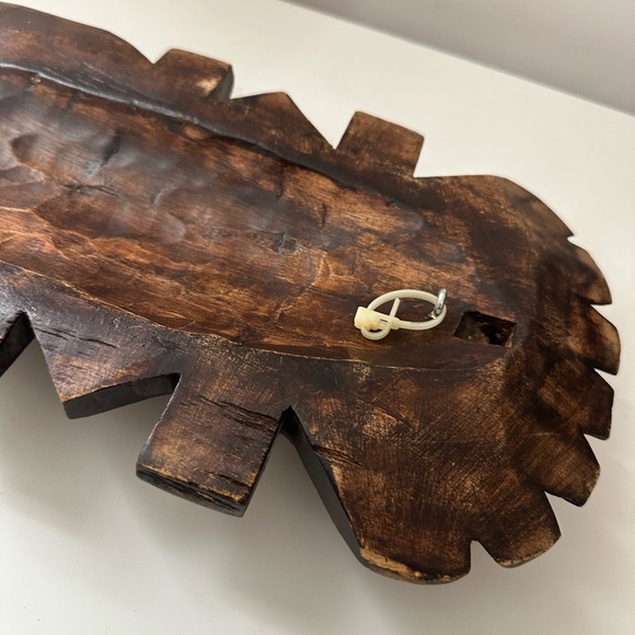 Vintage Handcrafted Wood Brass African Tribal Mask - Picture 9 of 13